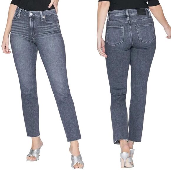 NWT PAIGE Denim Cindy High Rise Straight Ankle in Ash Black - Picture 1 of 10